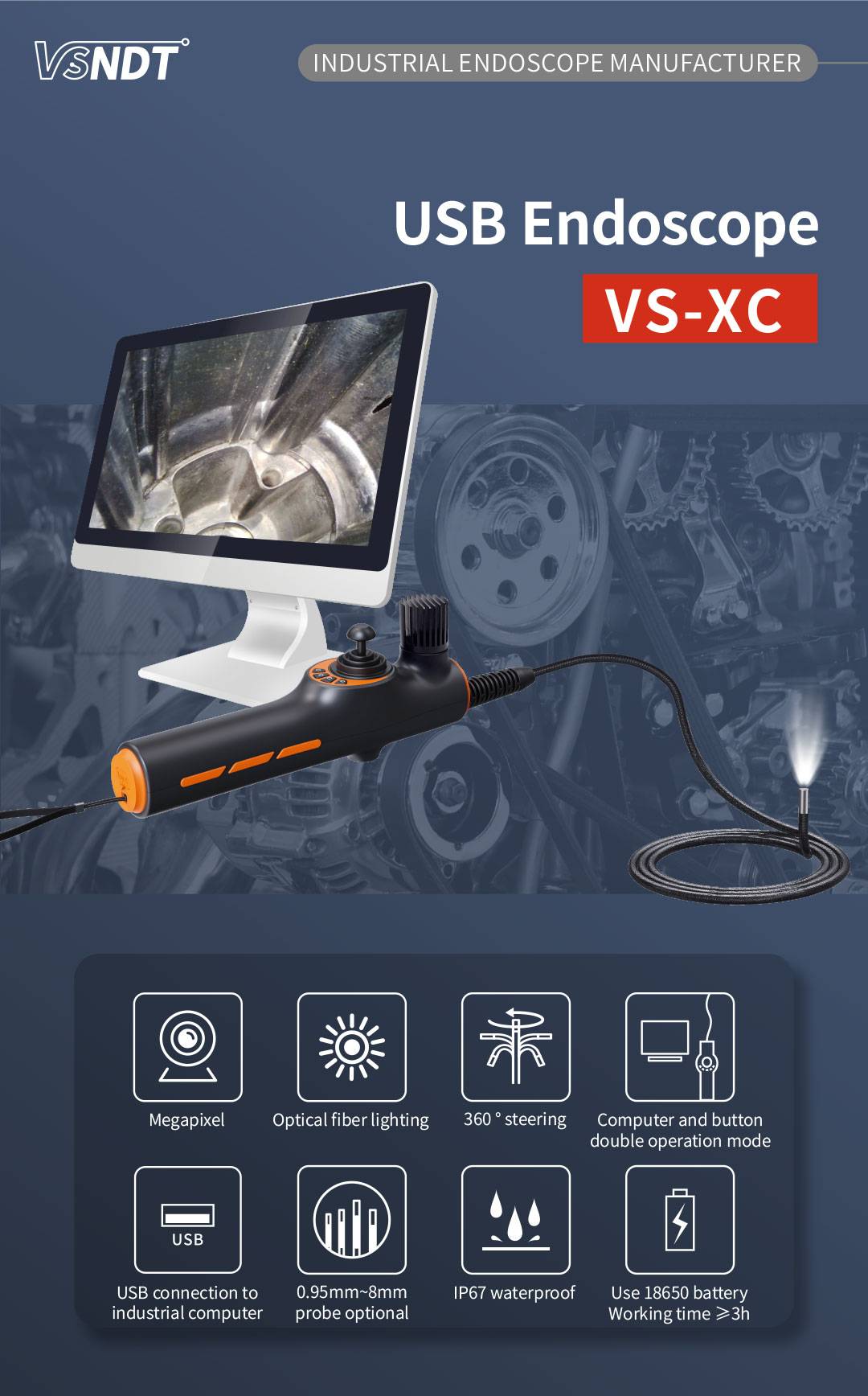 FHD Touch industrial endoscope